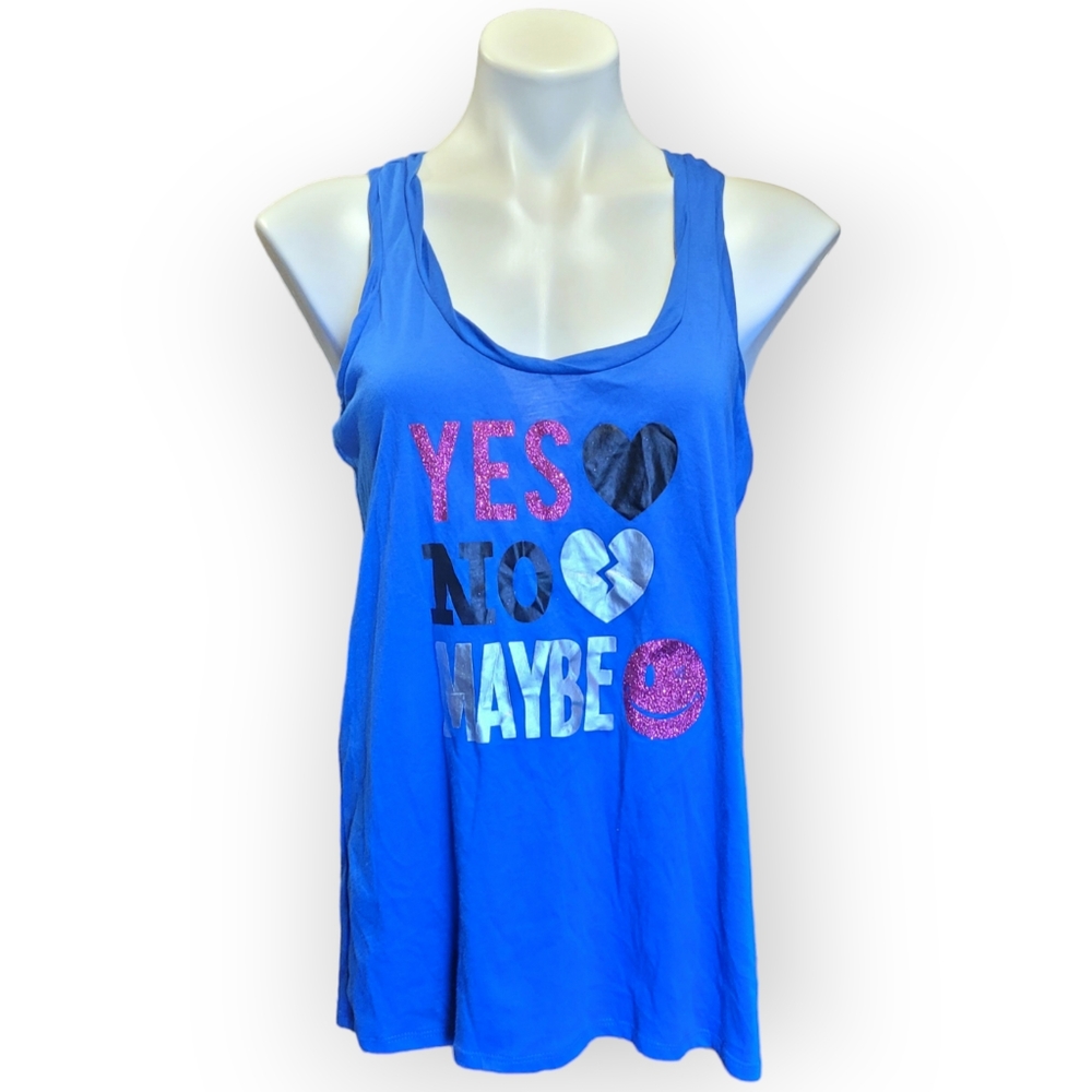 NWOT Joe Boxer Womens Medium Blue Glittery Graphic Tank Top